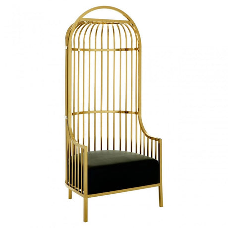 Elisa Gold Finish Dome Cage Chair, Foam, Stainless Steel, Gold