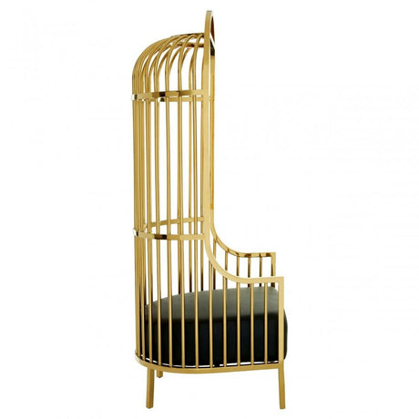 Elisa Gold Finish Dome Cage Chair, Foam, Stainless Steel, Gold