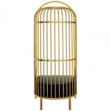 Elisa Gold Finish Dome Cage Chair, Foam, Stainless Steel, Gold