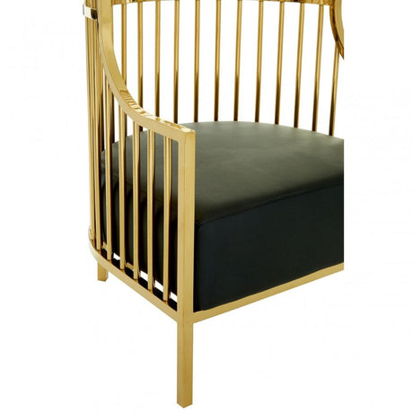Elisa Gold Finish Dome Cage Chair, Foam, Stainless Steel, Gold