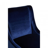 Downton Blue Velvet Chair, Birchwood, Cotton Rope / Rubber Webbing, Rubberwood, Blue