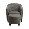 Derby Chair with Footstool, Foam, Rubberwood, Grey