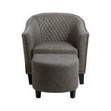 Derby Chair with Footstool, Foam, Rubberwood, Grey
