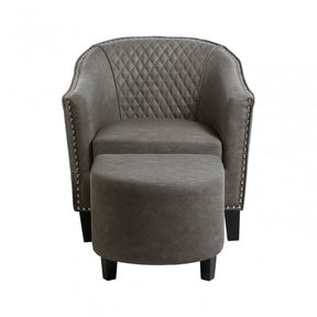 Derby Chair with Footstool, Foam, Rubberwood, Grey