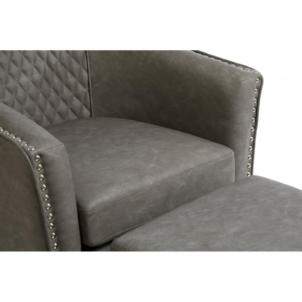Derby Chair with Footstool, Foam, Rubberwood, Grey