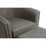 Derby Chair with Footstool, Foam, Rubberwood, Grey