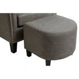 Derby Chair with Footstool, Foam, Rubberwood, Grey