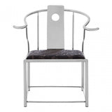 Yasmin Black Velvet & Steel Chair, Sponge, Stainless Steel, Silver