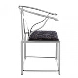 Yasmin Black Velvet & Steel Chair, Sponge, Stainless Steel, Silver