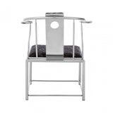 Yasmin Black Velvet & Steel Chair, Sponge, Stainless Steel, Silver