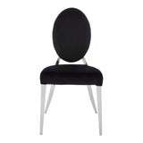 Yasmin Black Velvet & Steel Chair, Sponge, Stainless Steel, Silver