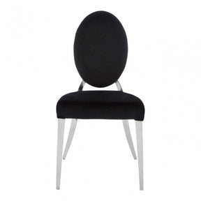 Yasmin Black Velvet & Steel Chair, Sponge, Stainless Steel, Silver