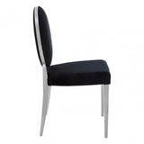 Yasmin Black Velvet & Steel Chair, Sponge, Stainless Steel, Silver