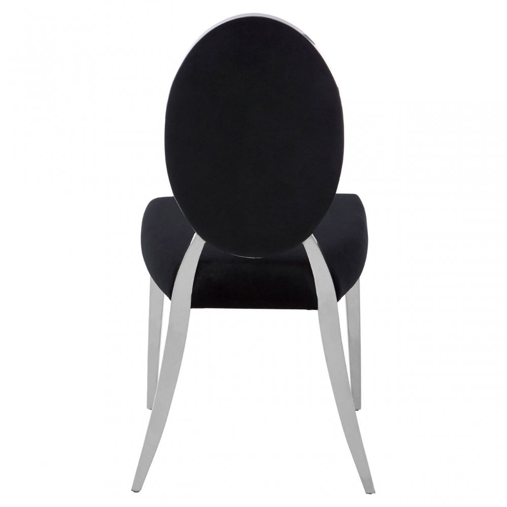Yasmin Black Velvet & Steel Chair, Sponge, Stainless Steel, Silver