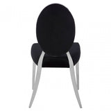 Yasmin Black Velvet & Steel Chair, Sponge, Stainless Steel, Silver