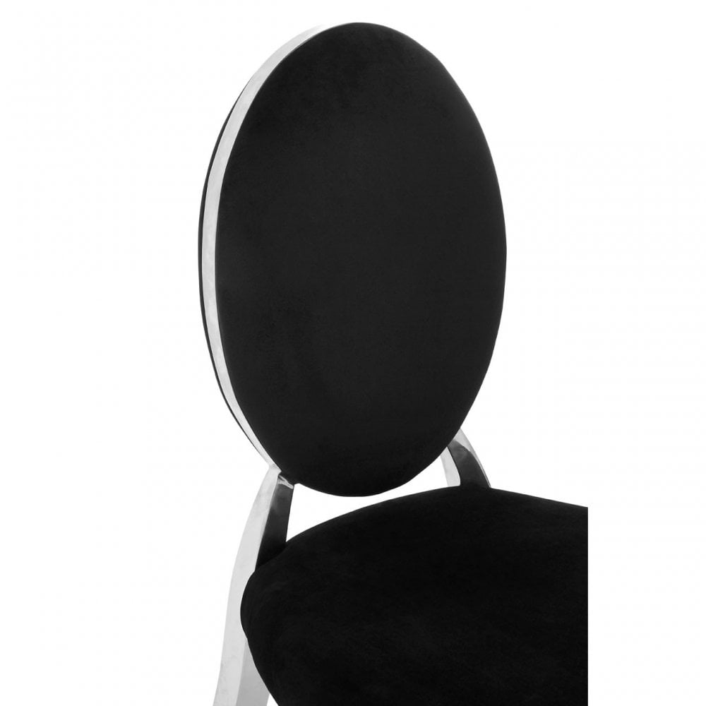 Yasmin Black Velvet & Steel Chair, Sponge, Stainless Steel, Silver