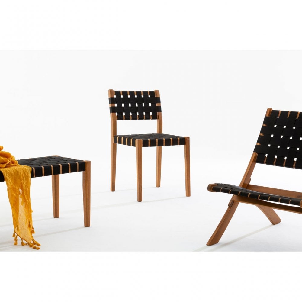 Emilio Woven Chair, Acacia Wood, Nylon, Brown
