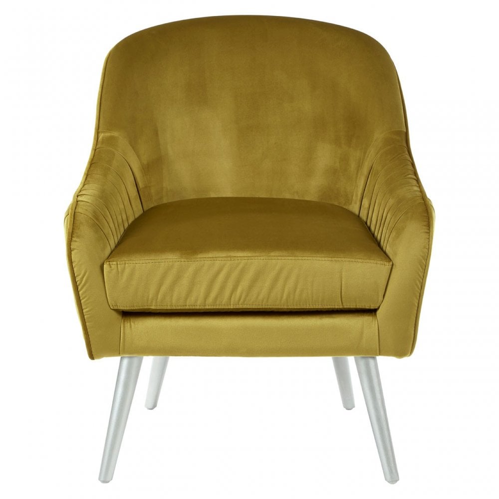 Louxor Mustard Velvet Armchair, Velvet, Wood, Yellow