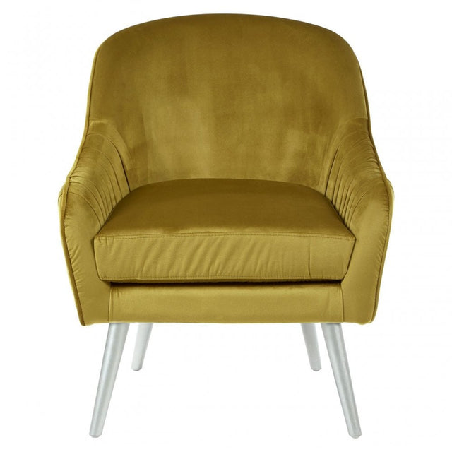 Louxor Mustard Velvet Armchair, Velvet, Wood, Yellow