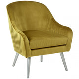 Louxor Mustard Velvet Armchair, Velvet, Wood, Yellow