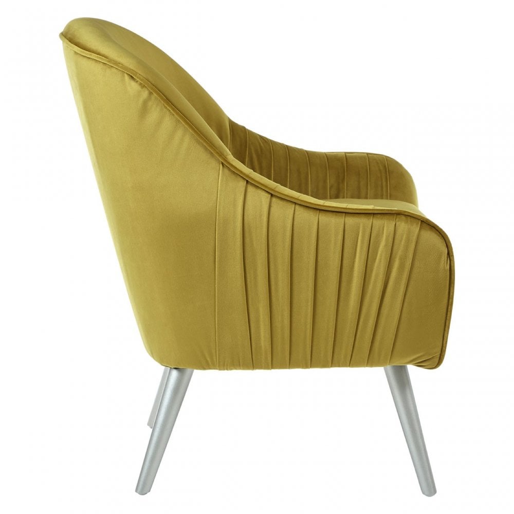 Louxor Mustard Velvet Armchair, Velvet, Wood, Yellow