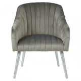 Louxor Grey Fabric Armchair, Wood, Silver