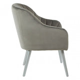 Louxor Grey Fabric Armchair, Wood, Silver