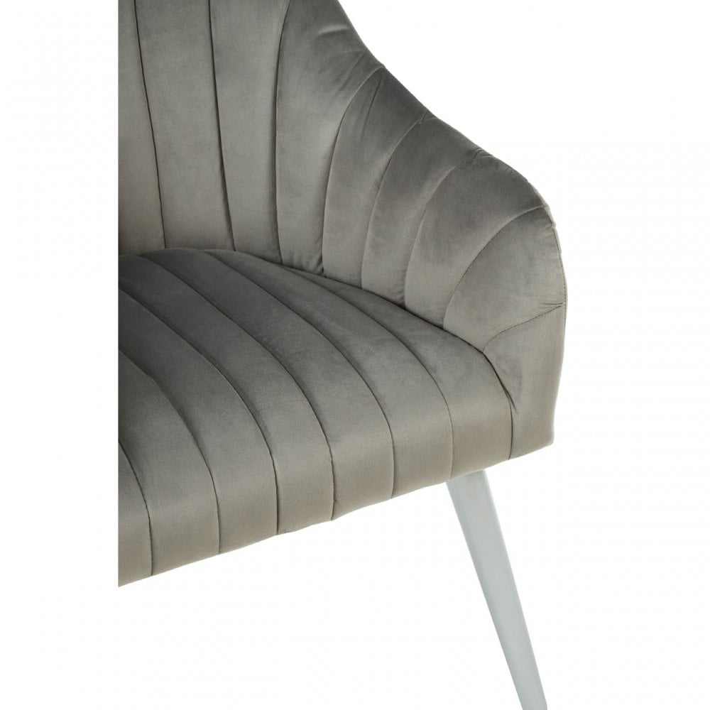 Louxor Grey Fabric Armchair, Wood, Silver