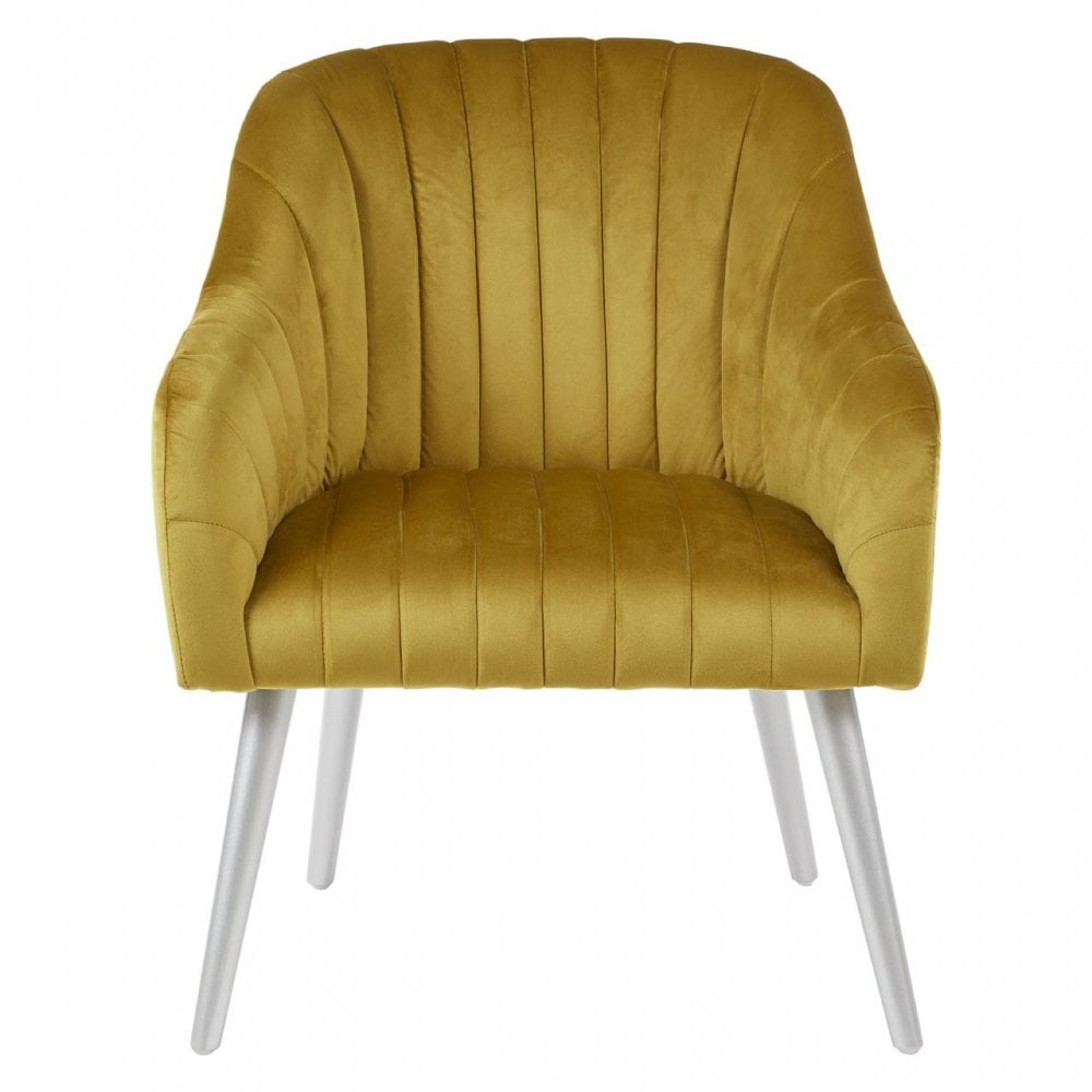 Louxor Mustard Fabric Armchair, Velvet, Wood, Yellow