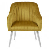 Louxor Mustard Fabric Armchair, Velvet, Wood, Yellow