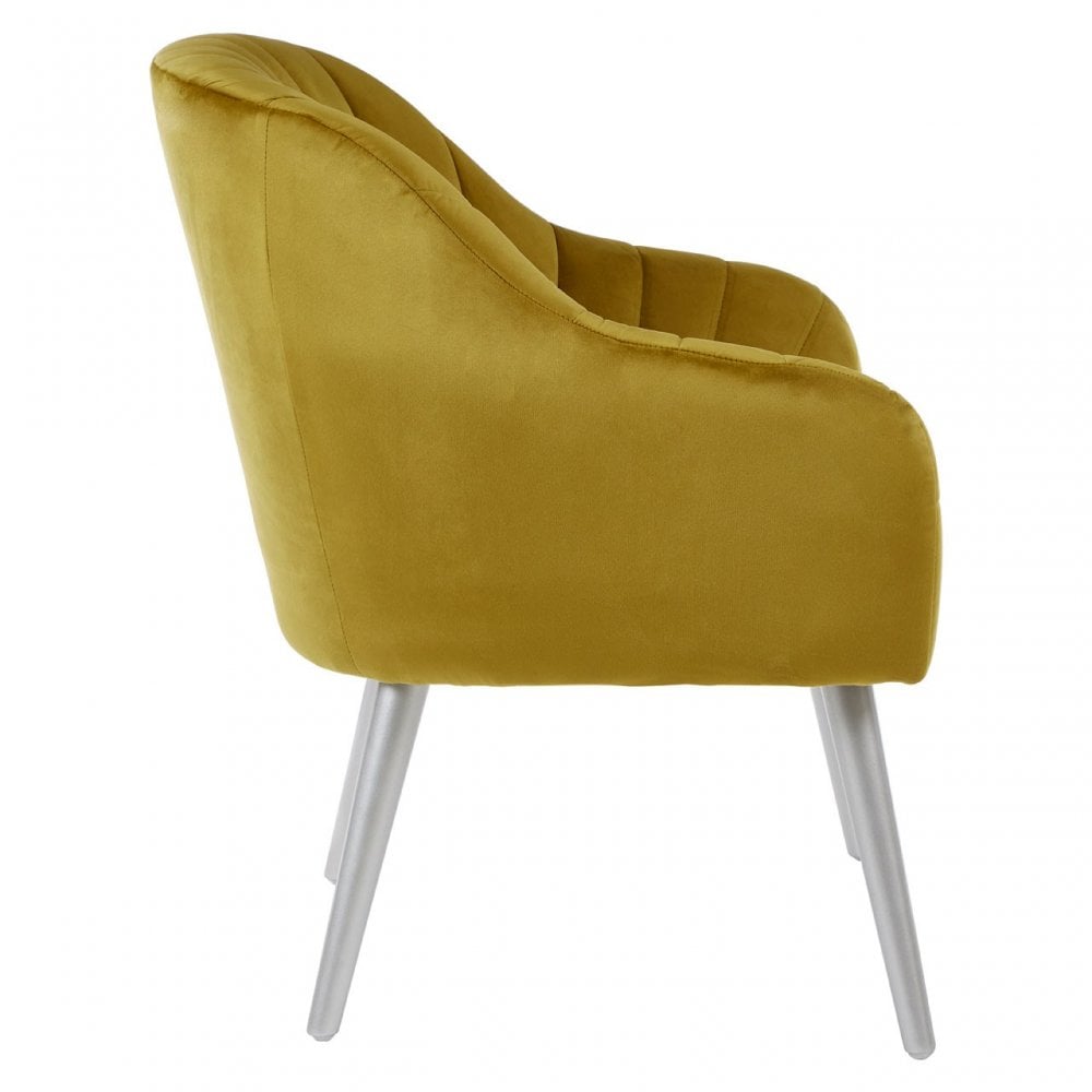 Louxor Mustard Fabric Armchair, Velvet, Wood, Yellow