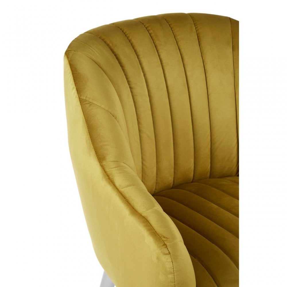 Louxor Mustard Fabric Armchair, Velvet, Wood, Yellow