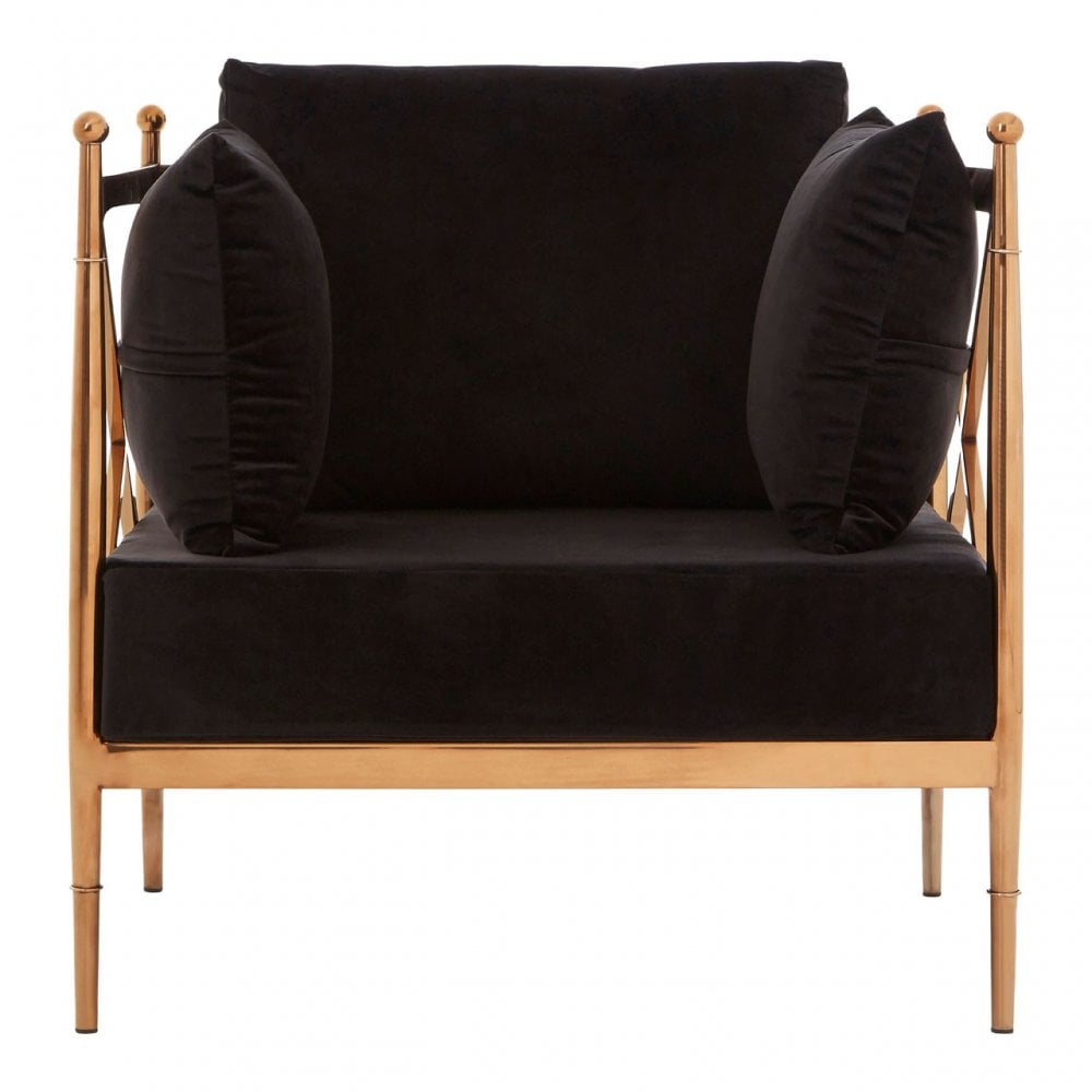 Donal Chair with Rose Gold Lattice Arms, Steel, Velvet, Rose Gold