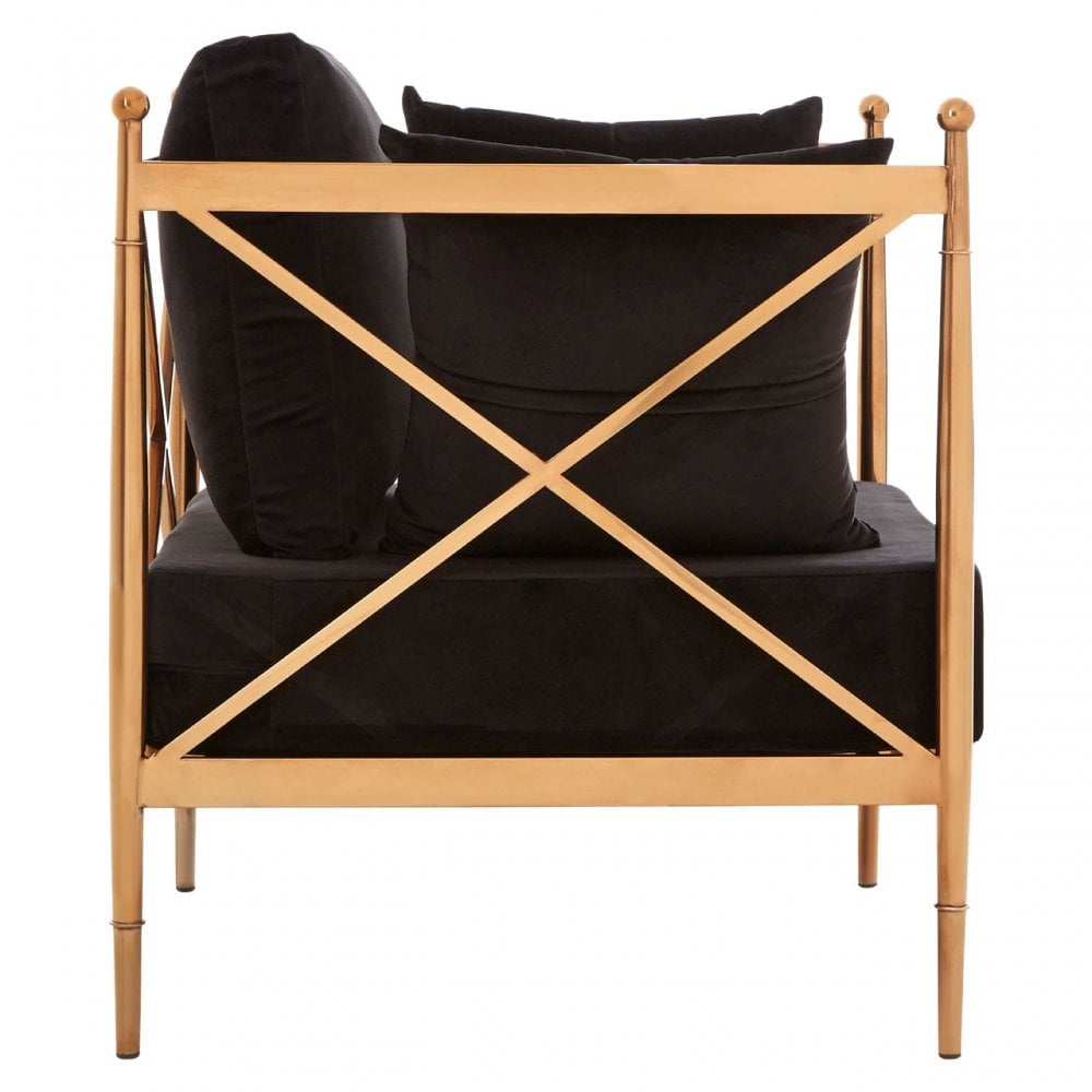 Donal Chair with Rose Gold Lattice Arms, Steel, Velvet, Rose Gold