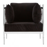 Donal Steel Velvet Silver Chair with Silver Lattice Arms