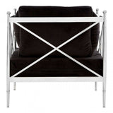 Donal Steel Velvet Silver Chair with Silver Lattice Arms