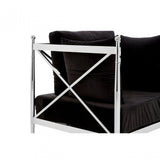 Donal Steel Velvet Silver Chair with Silver Lattice Arms