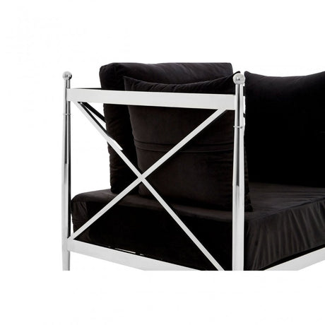 Donal Steel Velvet Silver Chair with Silver Lattice Arms