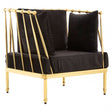 Donal Chair with Gold Finish Tapered Arms, Steel, Velvet, Black