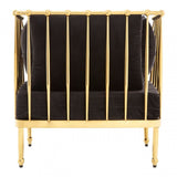 Donal Chair with Gold Finish Tapered Arms, Steel, Velvet, Black