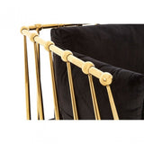 Donal Chair with Gold Finish Tapered Arms, Steel, Velvet, Black