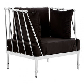 Donal Chair with Silver Finish Tapered Arms, Steel, Velvet