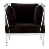 Donal Chair with Silver Finish Tapered Arms, Steel, Velvet