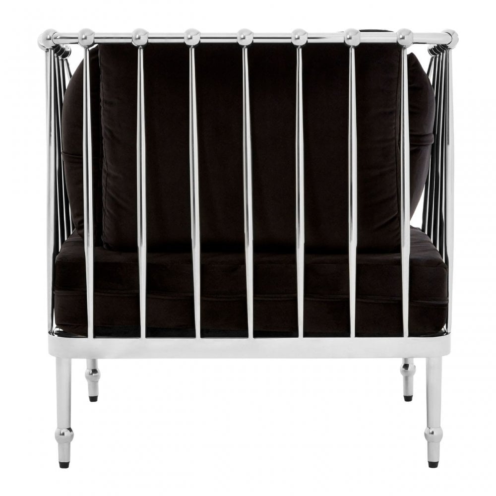 Donal Chair with Silver Finish Tapered Arms, Steel, Velvet