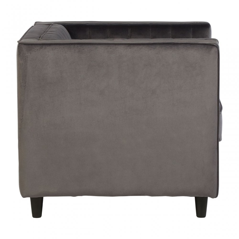 Farah Grey Velvet Chair, Eucalyptus Wood, Sponge, Wood, Grey
