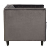Farah Grey Velvet Chair, Eucalyptus Wood, Sponge, Wood, Grey
