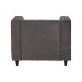 Farah Grey Velvet Chair, Eucalyptus Wood, Sponge, Wood, Grey