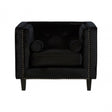 Flick Black Velvet Chair, Eucalyptus Wood, Wood, Black