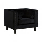 Flick Black Velvet Chair, Eucalyptus Wood, Wood, Black