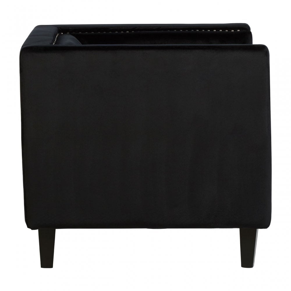 Flick Black Velvet Chair, Eucalyptus Wood, Wood, Black
